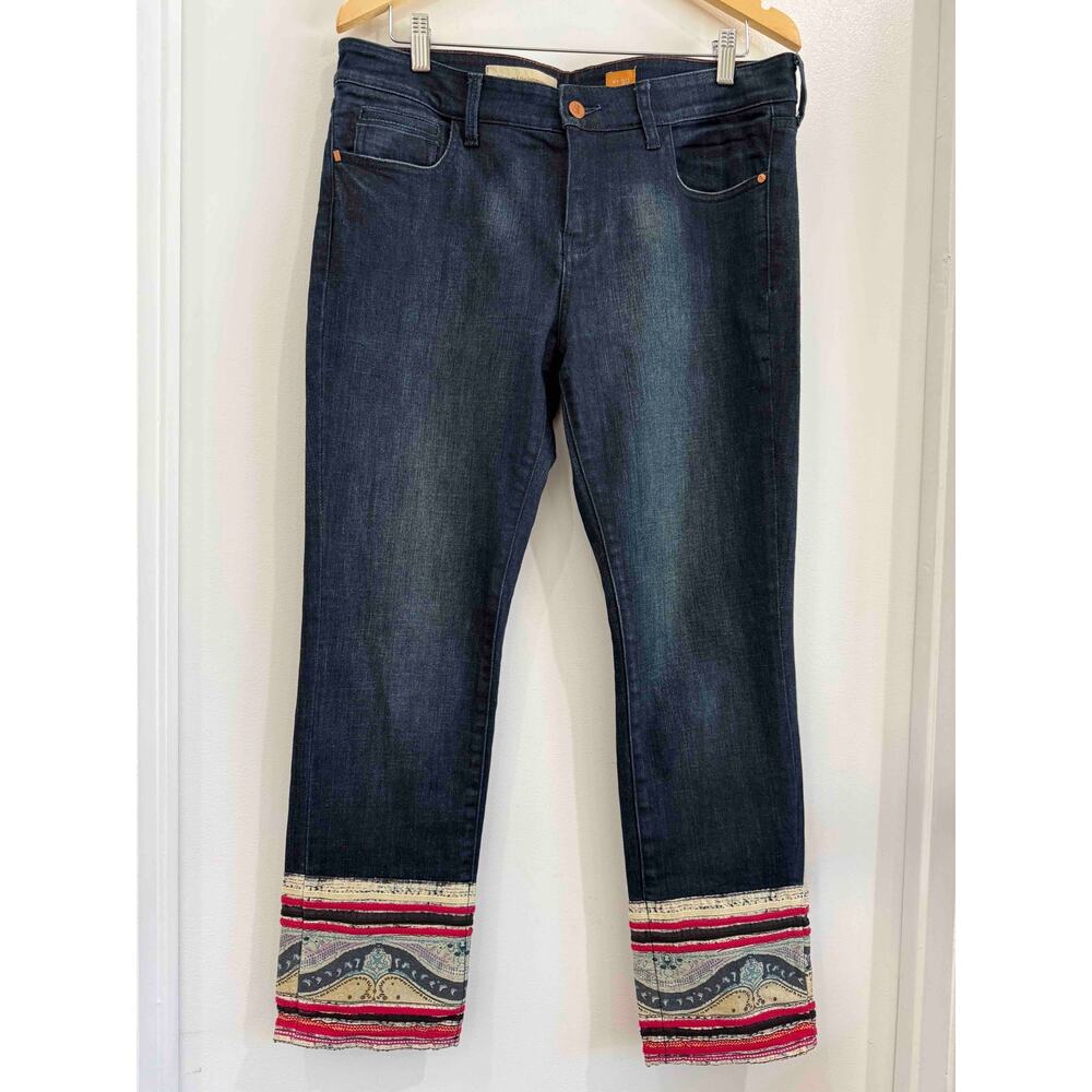 Pilcro & The Letterpress Anthropologie Patchwork Cuff Cropped Jeans Size 30 STET